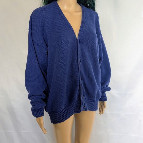 GAP Sweaters - Vintage 90s Gap | Royal Purple Slouchy Oversized Cotton Cardigan | Dadcore | M